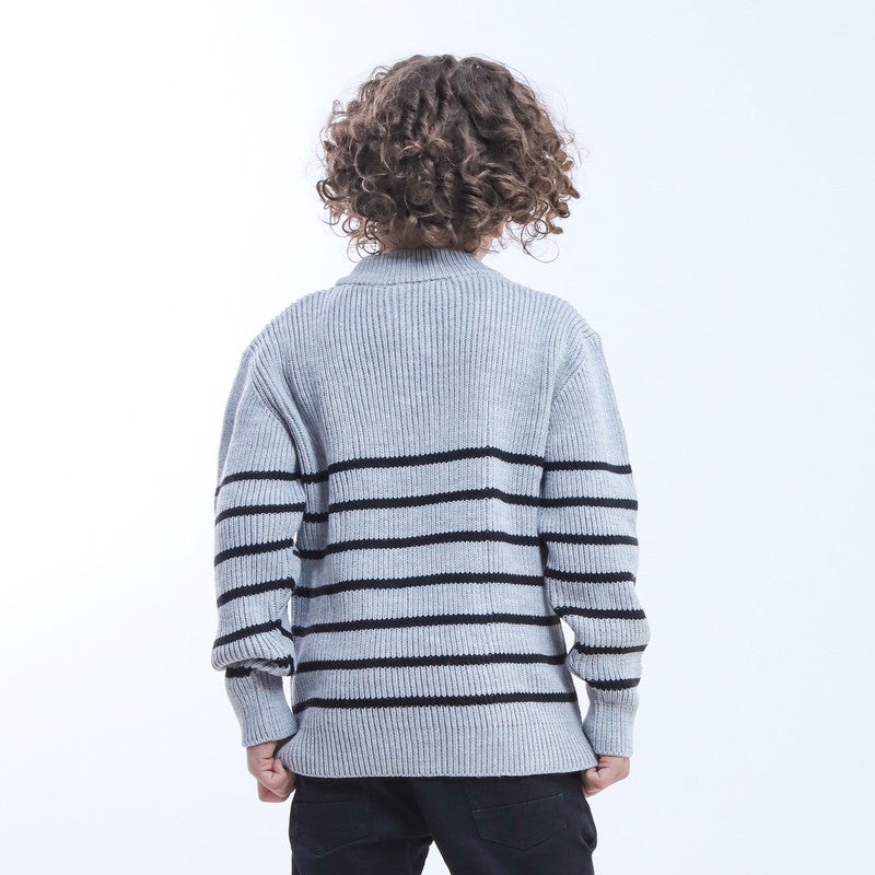 بيبو بلوفر اولادي مقلم أكمام طويلة_رمادي - Image 4